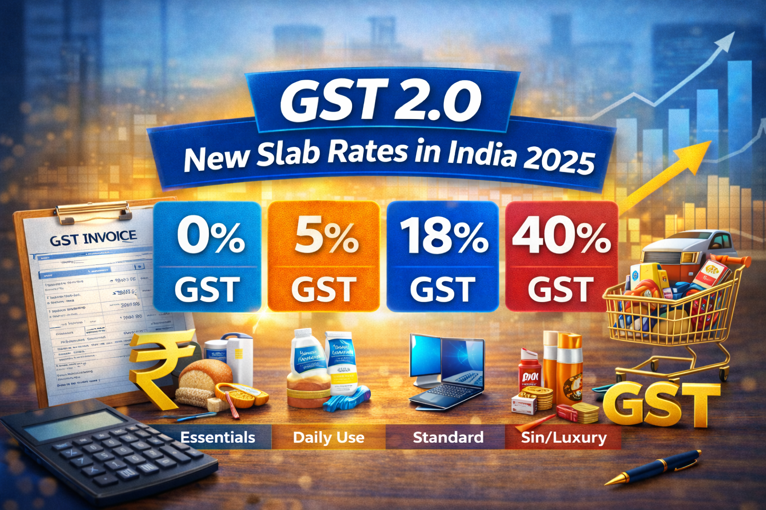 GST 2.0 new slab rates in India 2025 with updated GST tax percentages
