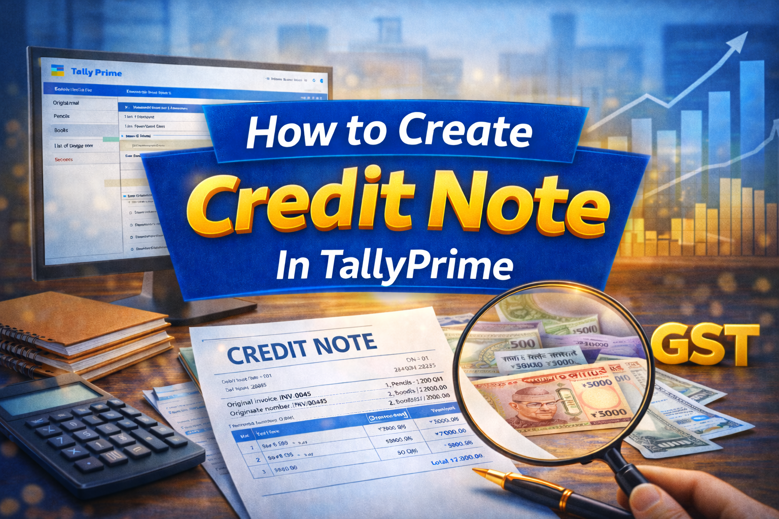 How to create credit note in Tally Prime with GST step by step